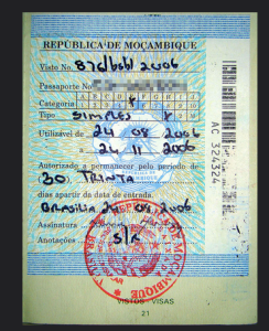 Mozambique visa stamp